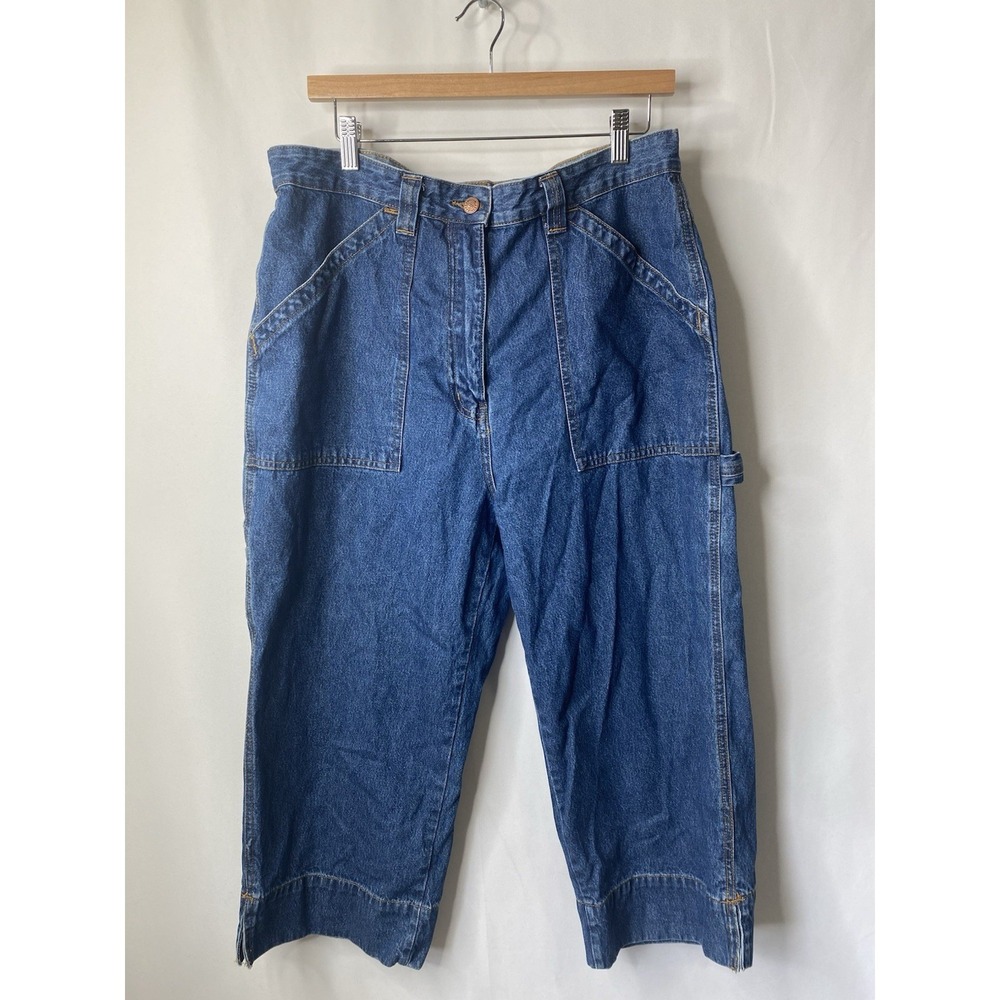 Vintage Bill Blass Womens Jean Capris Size 14 Wide Leg Carpenter Y2K 90's Trendy